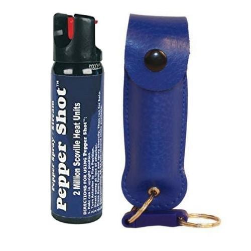 Pepper Shot 10% OC Pepper Spray Leatherette Quick Release Key Ring Blue Pepper Spray - Tophatter Daily Deals