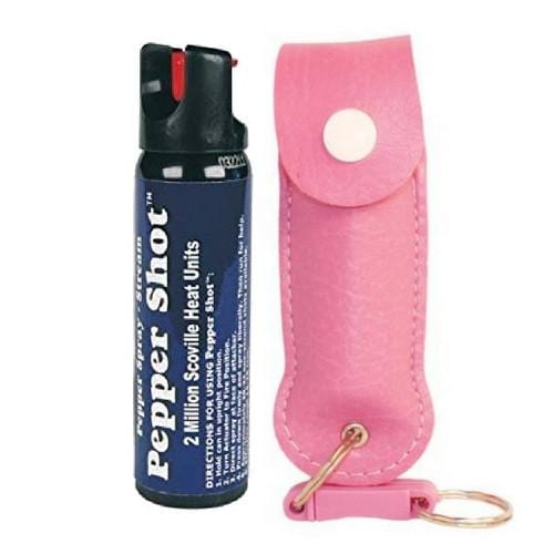 Pepper Shot 10% OC Pepper Spray Leatherette Quick Release Key Ring Pink Pepper Spray - Tophatter Daily Deals