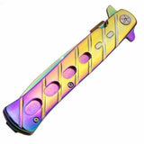 Rainbow Titanium Stiletto Folding Self-Defense Knife Knives & Knuckles - Tophatter Daily Deals
