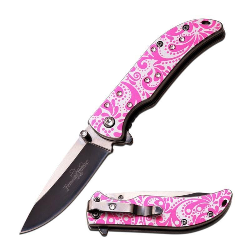 Pink Paisley Femme Fatale Folding Pocket Knife Knives & Knuckles - Tophatter Daily Deals