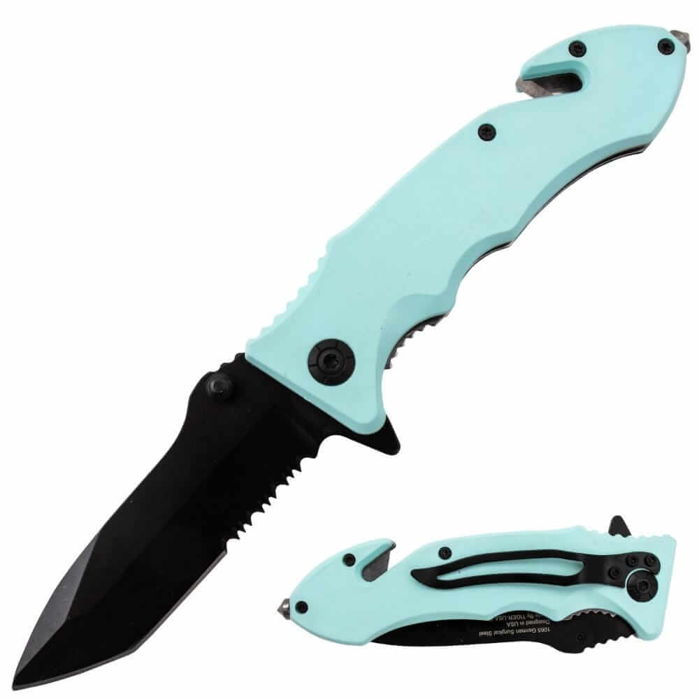 Auto Safety and Tactical Self-Defense Blue Tanto Blade Knives & Knuckles - Tophatter Daily Deals