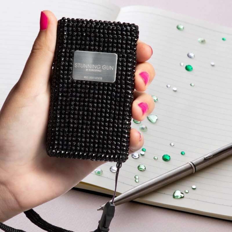 Black Rhinestone Bedazzled Bling Sting Stun Gun Stun Guns - Tophatter Daily Deals