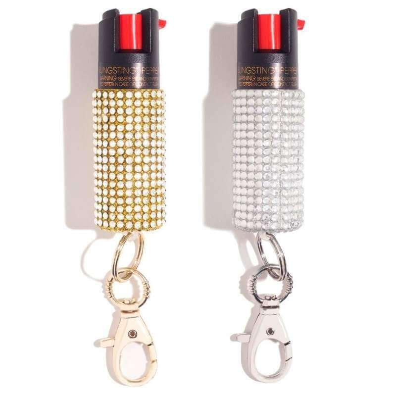Bling and Sting Rhinestone Pepper Spray Self Defense Key Ring Pepper Spray - Tophatter Daily Deals