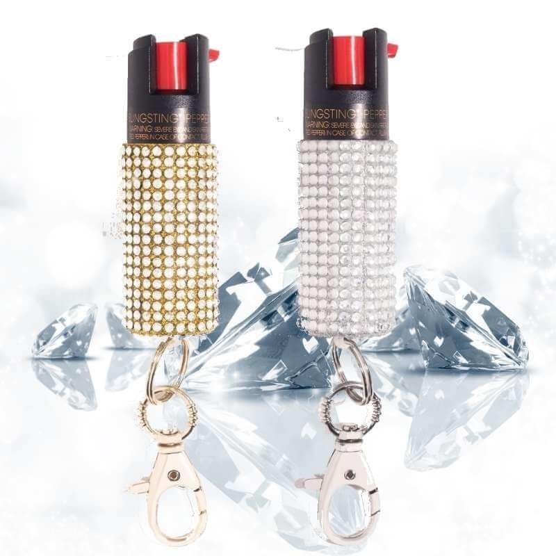Bling and Sting Rhinestone Pepper Spray Self Defense Key Ring Pepper Spray - Tophatter Daily Deals