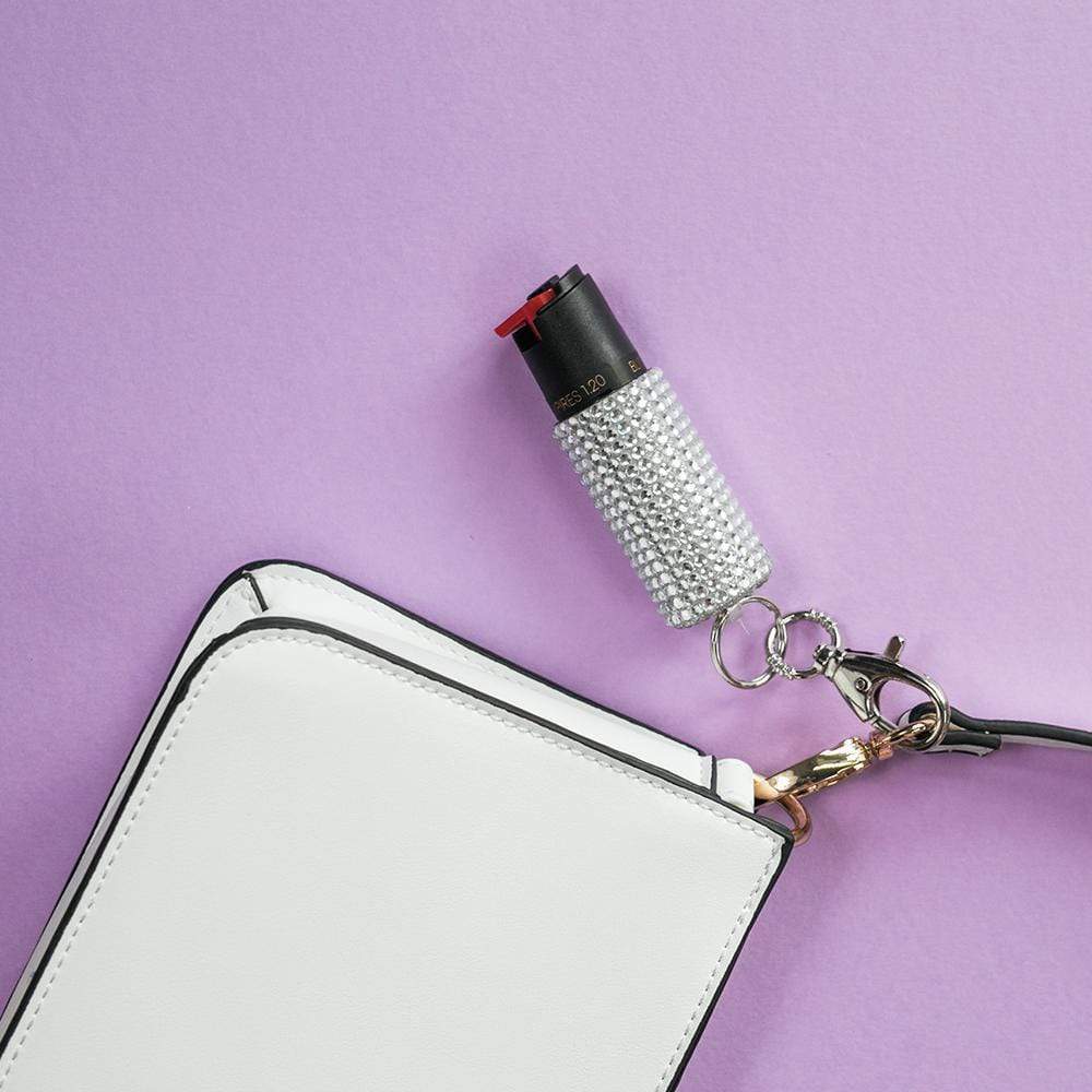 Bling and Sting Rhinestone Pepper Spray Self Defense Key Ring Pepper Spray - Tophatter Daily Deals