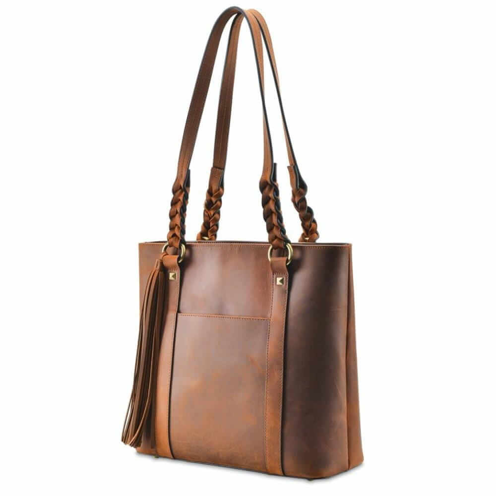 Concealed Carry Bella Leather Tote Lockable CCW Bag Handgun Purses - Tophatter Daily Deals