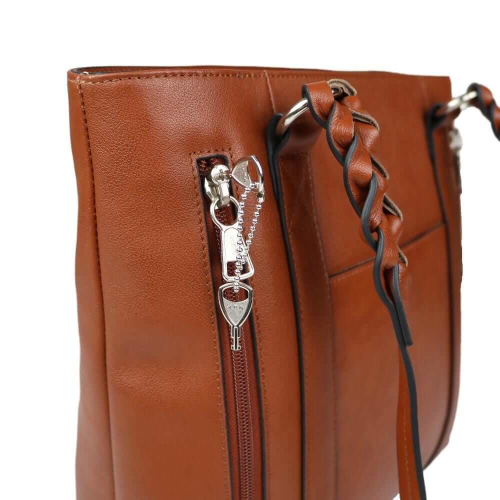 Concealed Carry Bella Leather Tote Lockable CCW Bag Handgun Purses - Tophatter Daily Deals