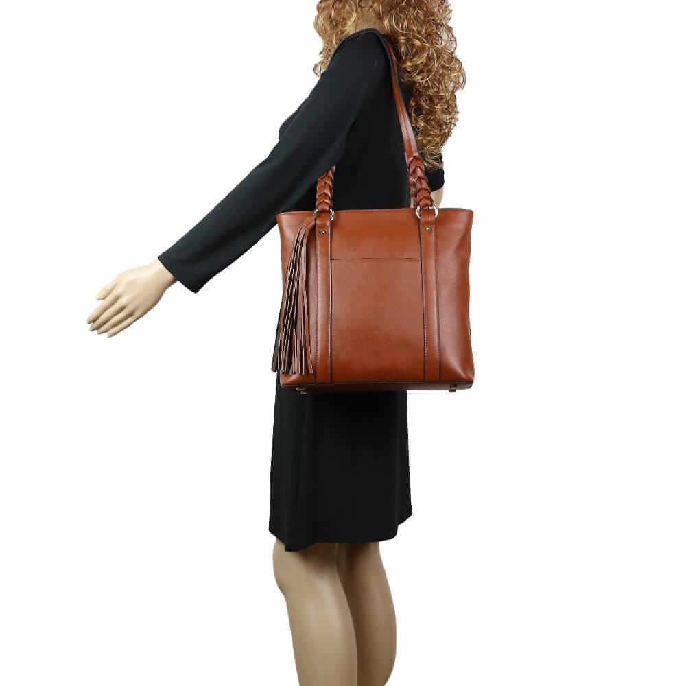 Concealed Carry Bella Leather Tote Lockable CCW Bag Handgun Purses - Tophatter Daily Deals