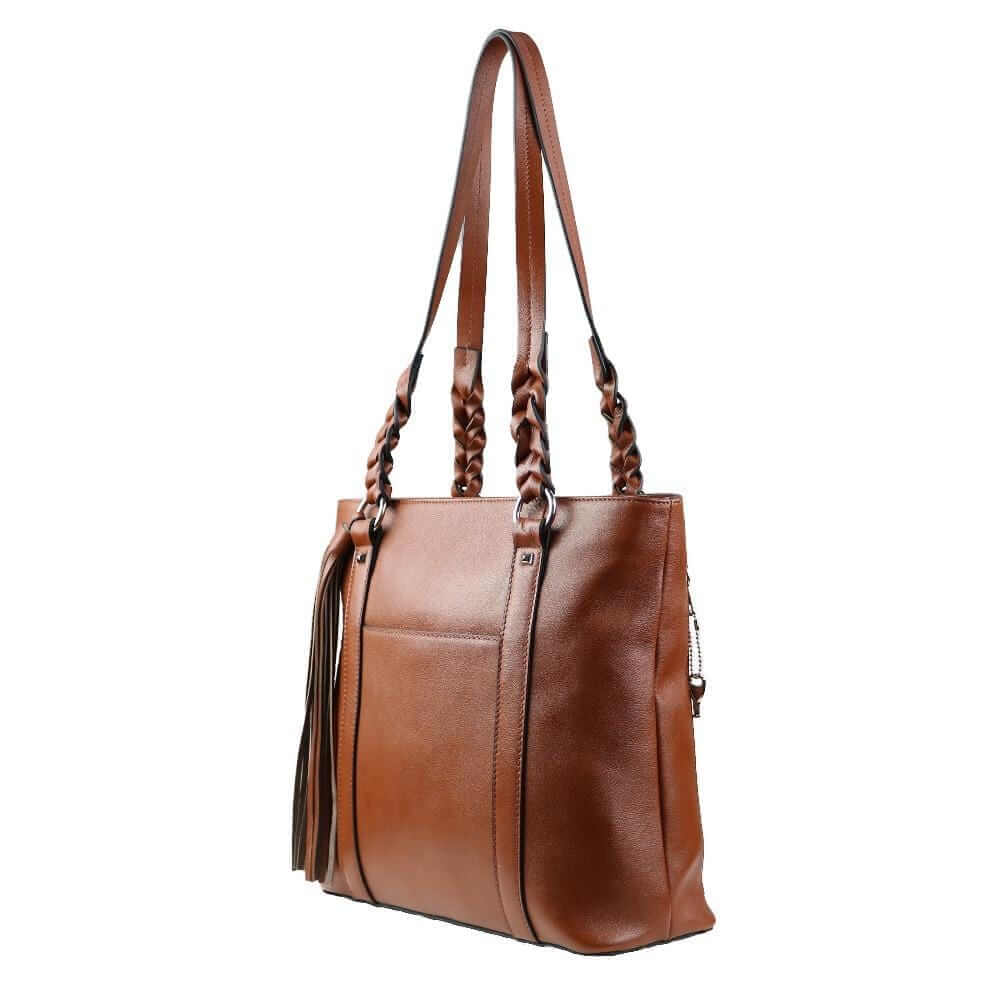 Concealed Carry Bella Leather Tote Lockable CCW Bag Handgun Purses - Tophatter Daily Deals