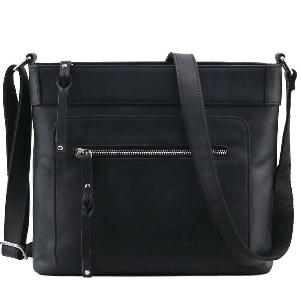 Concealed Carry Delaney Leather Crossbody Lockable CCW Bag Black Handgun Purses - Tophatter Daily Deals