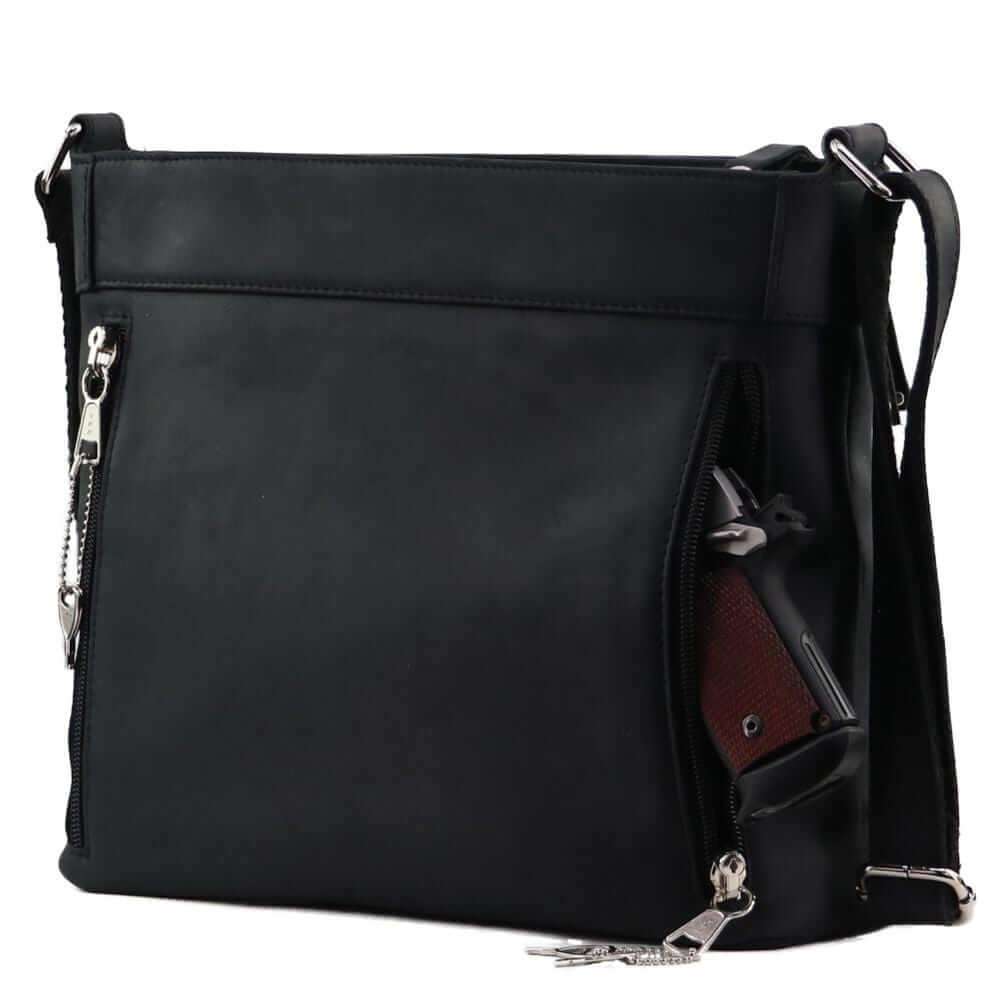 Concealed Carry Delaney Leather Crossbody Lockable CCW Bag Handgun Purses - Tophatter Daily Deals