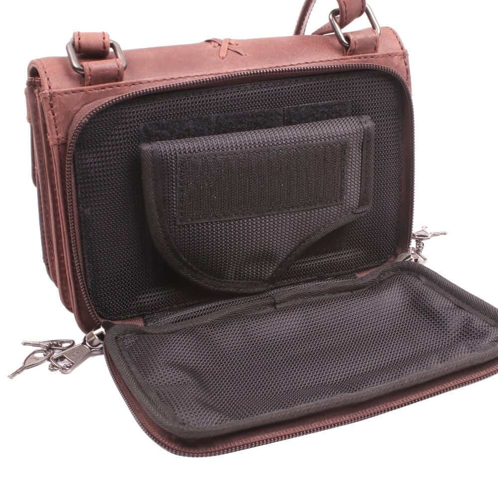 Concealed Carry Jolene Leather Lockable CCW Crossbody Organizer Handgun Purses - Tophatter Daily Deals