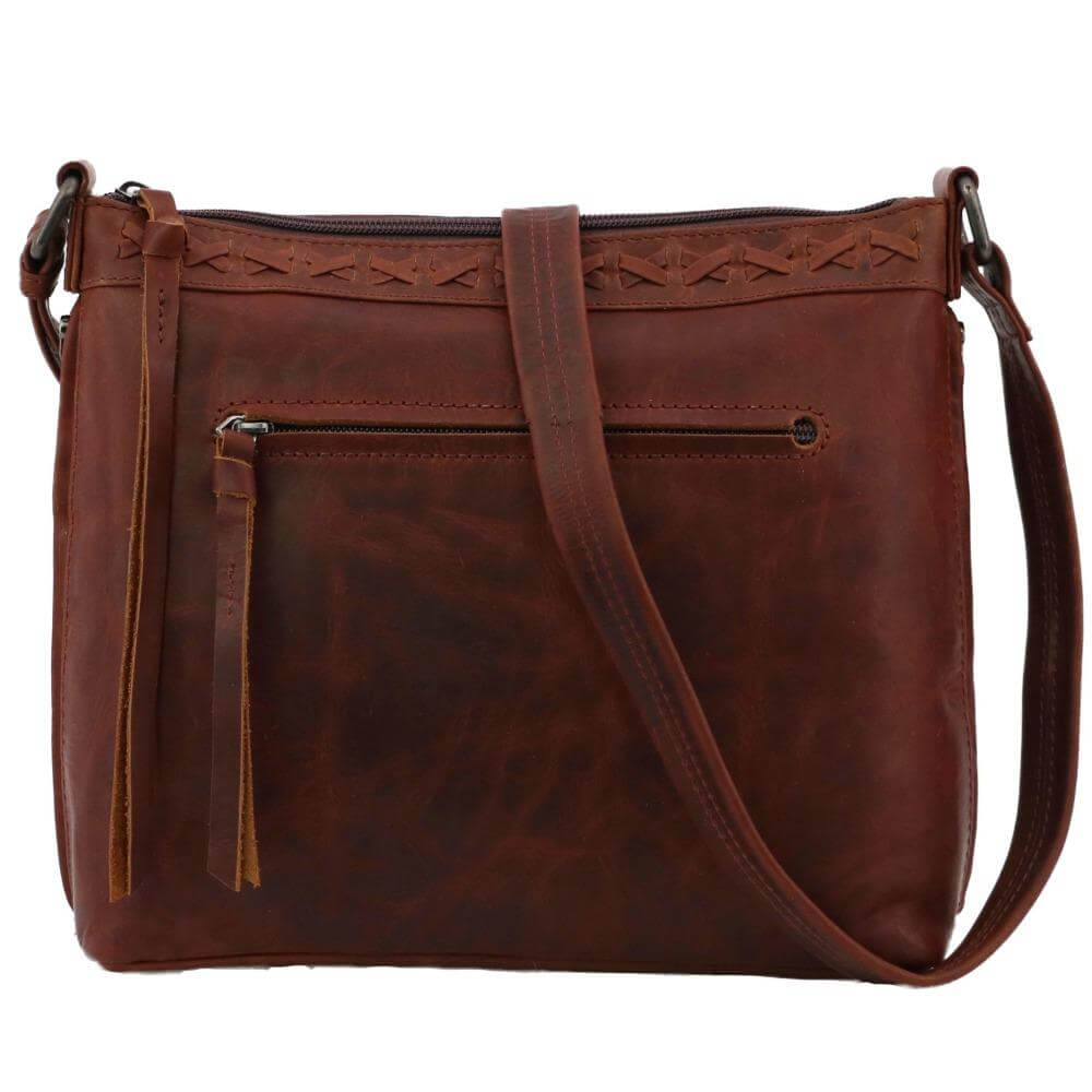 Concealed Carry Faith Genuine Leather Lockable CCW Crossbody Bag Dark Mahogony Handgun Purses - Tophatter Daily Deals