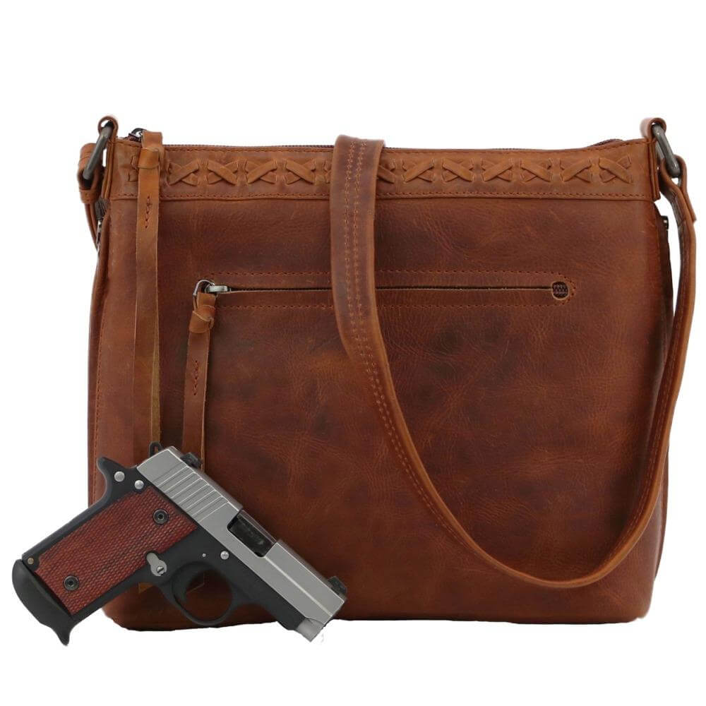 Concealed Carry Faith Genuine Leather Lockable CCW Crossbody Bag Handgun Purses - Tophatter Daily Deals