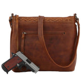 Concealed Carry Faith Genuine Leather Lockable CCW Crossbody Bag Handgun Purses - Tophatter Daily Deals