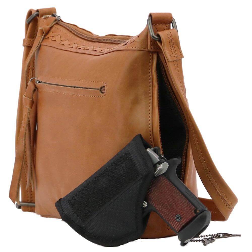 Concealed Carry Faith Genuine Leather Lockable CCW Crossbody Bag Handgun Purses - Tophatter Daily Deals
