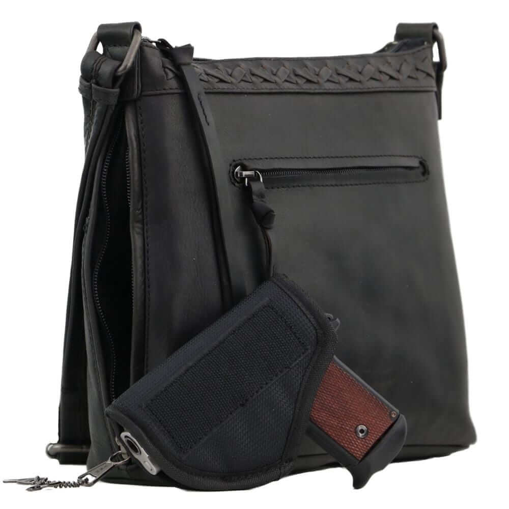 Concealed Carry Faith Genuine Leather Lockable CCW Crossbody Bag Handgun Purses - Tophatter Daily Deals
