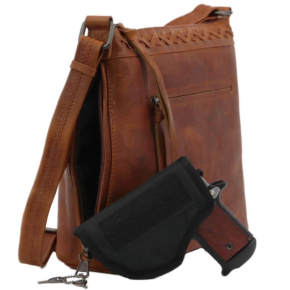 Concealed Carry Faith Genuine Leather Lockable CCW Crossbody Bag Handgun Purses - Tophatter Daily Deals
