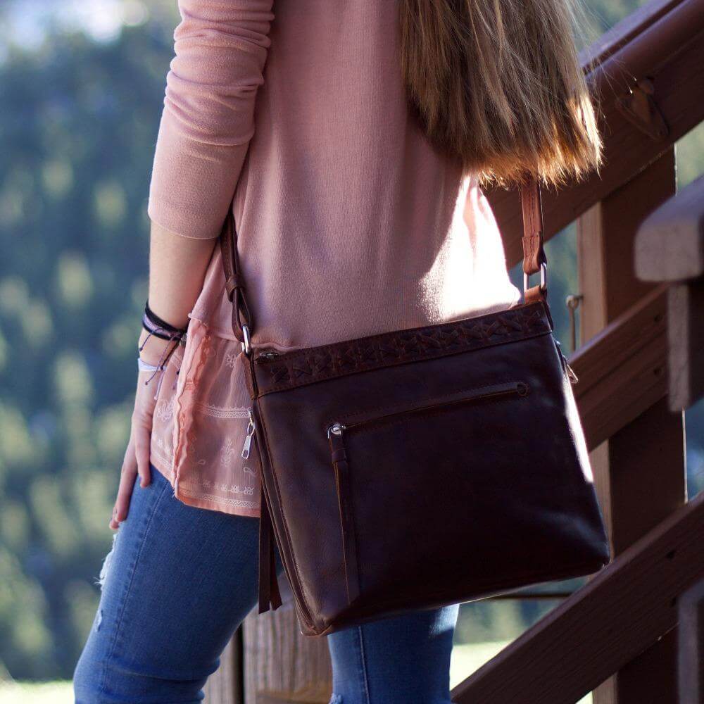 Concealed Carry Faith Genuine Leather Lockable CCW Crossbody Bag Handgun Purses - Tophatter Daily Deals