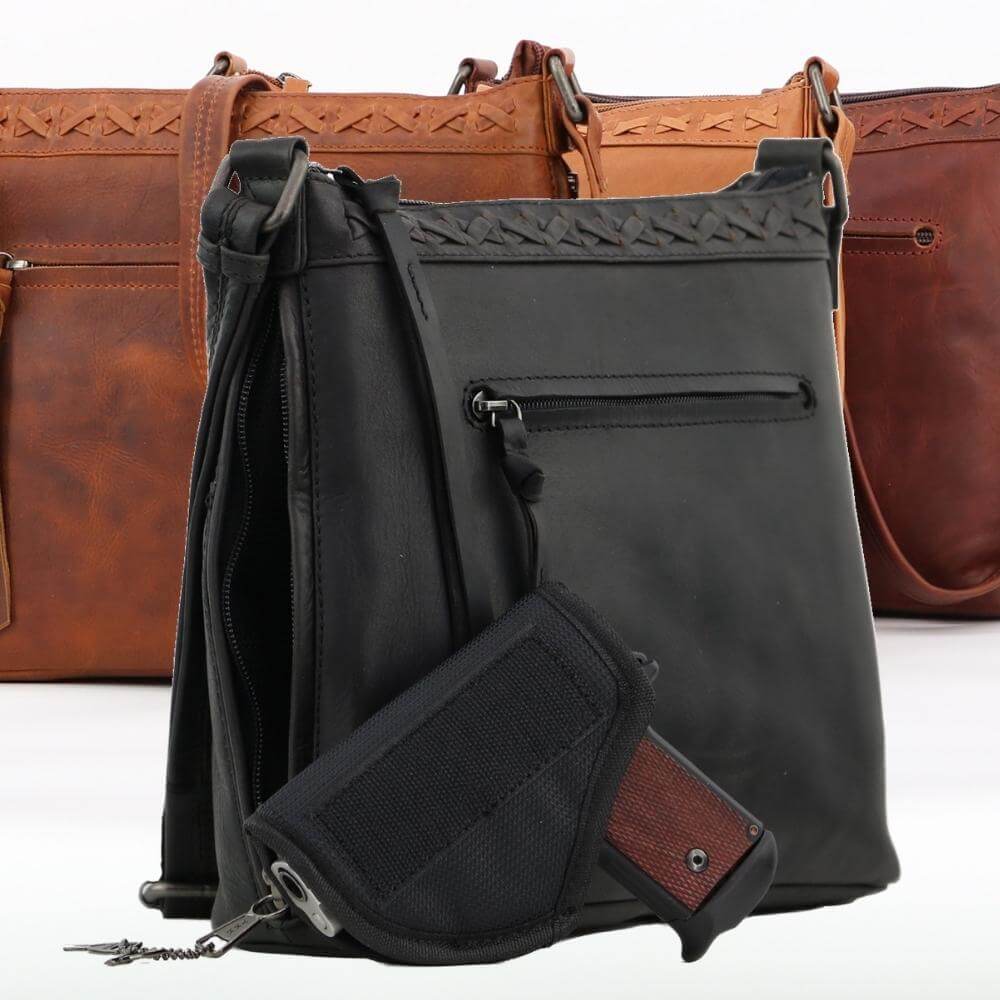 Concealed Carry Faith Genuine Leather Lockable CCW Crossbody Bag Handgun Purses - Tophatter Daily Deals