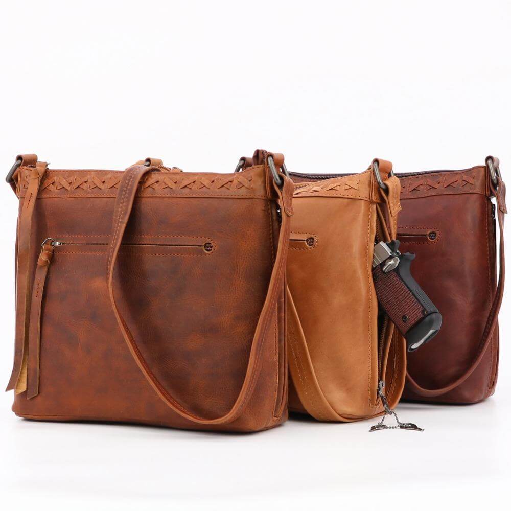 Concealed Carry Faith Genuine Leather Lockable CCW Crossbody Bag Handgun Purses - Tophatter Daily Deals