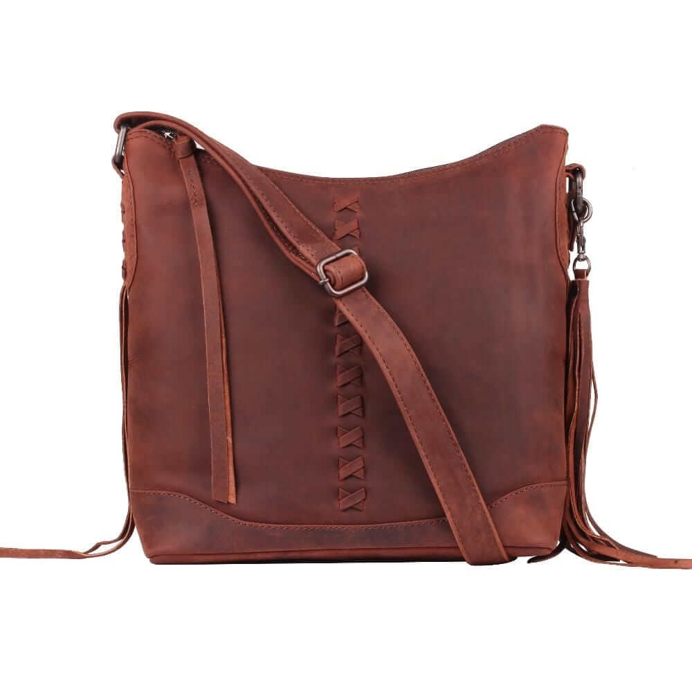 Concealed Carry Blake Scooped Leather Crossbody Lockable CCW Bag Dark Mahogany Handgun Purses - Tophatter Daily Deals