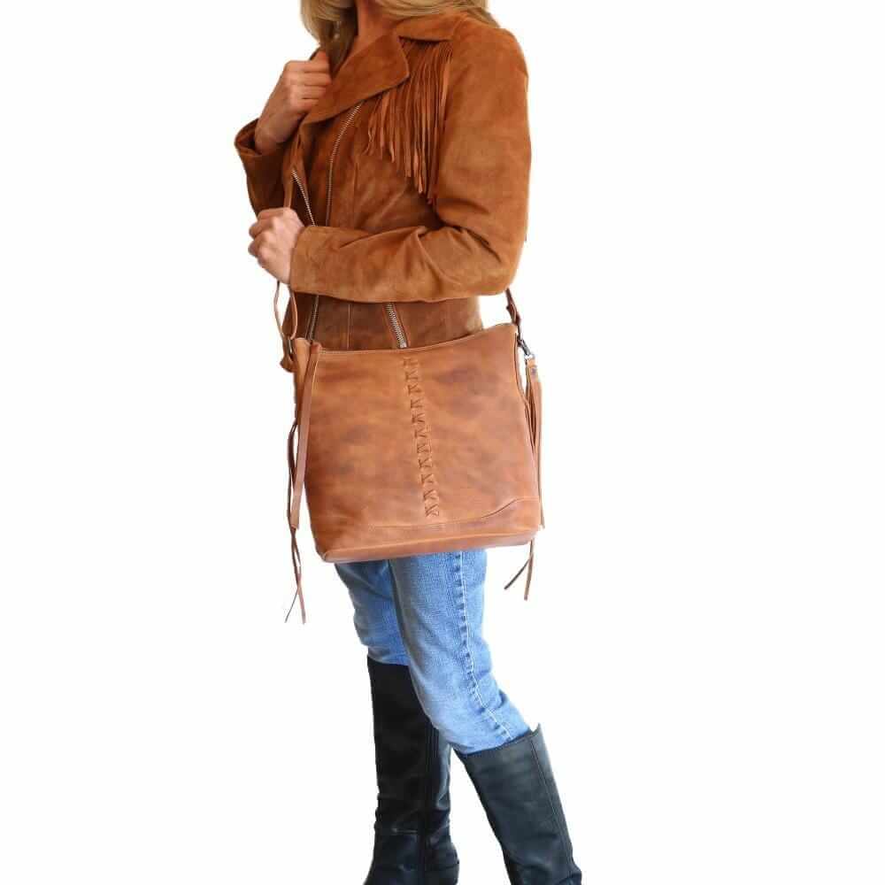 Concealed Carry Blake Scooped Leather Crossbody Lockable CCW Bag Handgun Purses - Tophatter Daily Deals