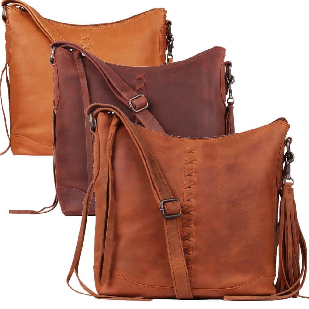 Concealed Carry Blake Scooped Leather Crossbody Lockable CCW Bag Handgun Purses - Tophatter Daily Deals