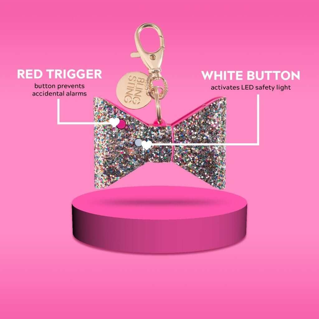 Bling Bow Panic Alarm Personal Safety Flashlight Key Chain Campus Safety - Tophatter Daily Deals