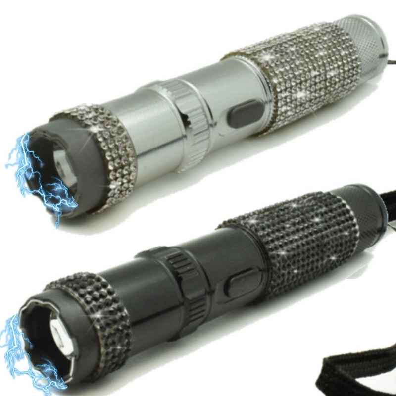 75,000,000 Volt Rhinestone Bling Stun Gun Flashlight Stun Guns - Tophatter Daily Deals