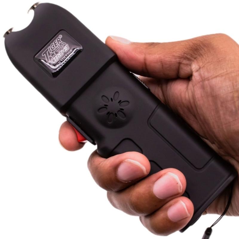 The Sanctuary 150 Million Volt Flashlight Stun Gun Panic Alarm Black Stun Guns - Tophatter Daily Deals
