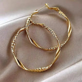 Delicate Silky Texture Design Women's Earrings Gold Earrings - Tophatter Daily Deals