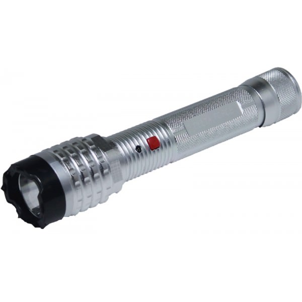 Delta Force Silver Stun Gun 10 Million Volt Rechargeable LED Flashlight Collectible Weapons - Tophatter Daily Deals