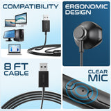 Delton 10E USB A Wired Computer Headset with Microphone 8ft Long Cord Wired Headphones - Tophatter Daily Deals