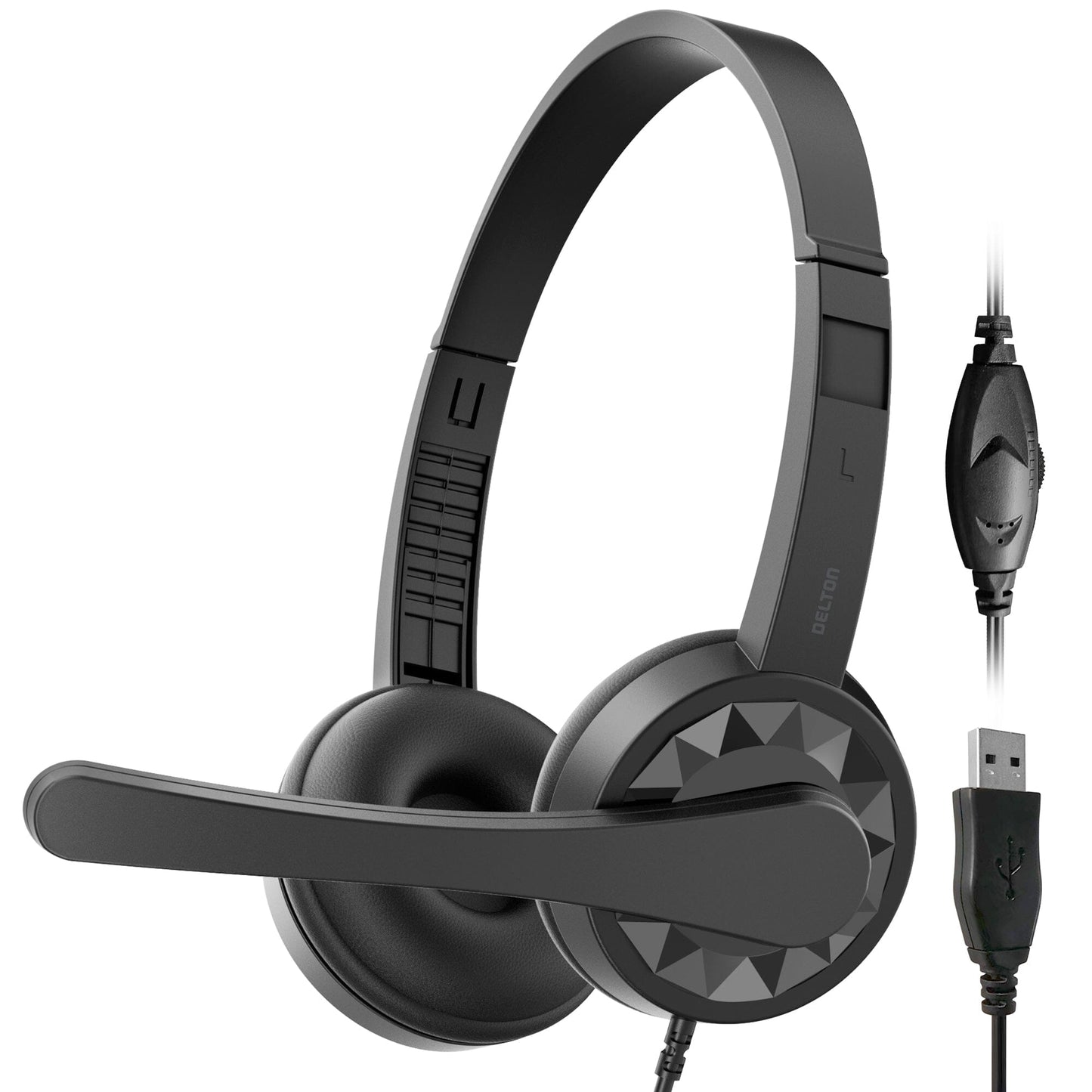 Delton 12Y USB Computer Headset with Microphone Noise Isolating Headphones In-Line Volume Control Wired Headset - Tophatter Daily Deals