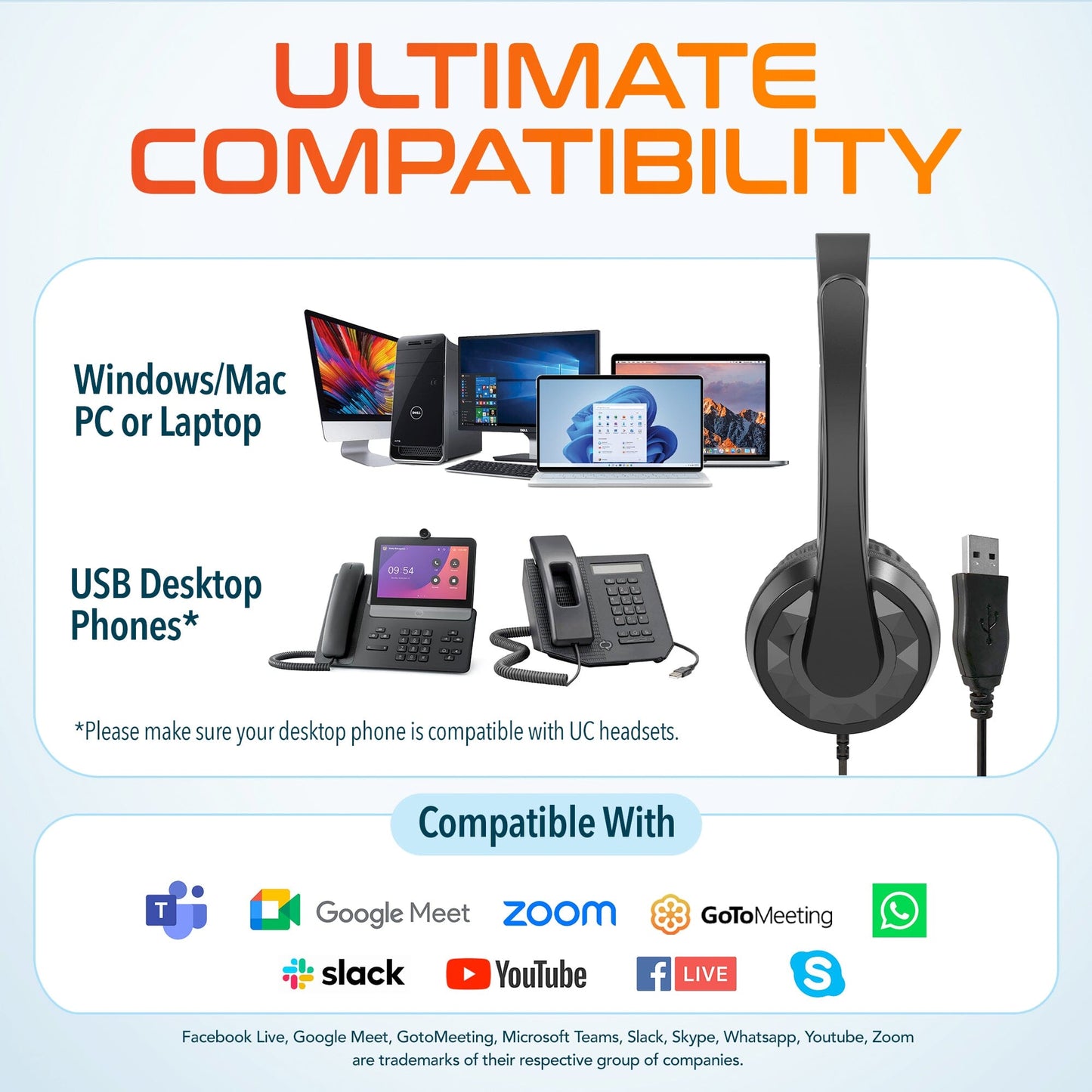 Delton 12Y USB Computer Headset with Microphone Noise Isolating Headphones In-Line Volume Control Wired Headset - Tophatter Daily Deals