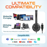 Delton 12Y USB Computer Headset with Microphone Noise Isolating Headphones In-Line Volume Control Wired Headset - Tophatter Daily Deals