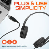 Delton 12Y USB Computer Headset with Microphone Noise Isolating Headphones In-Line Volume Control Wired Headset - Tophatter Daily Deals