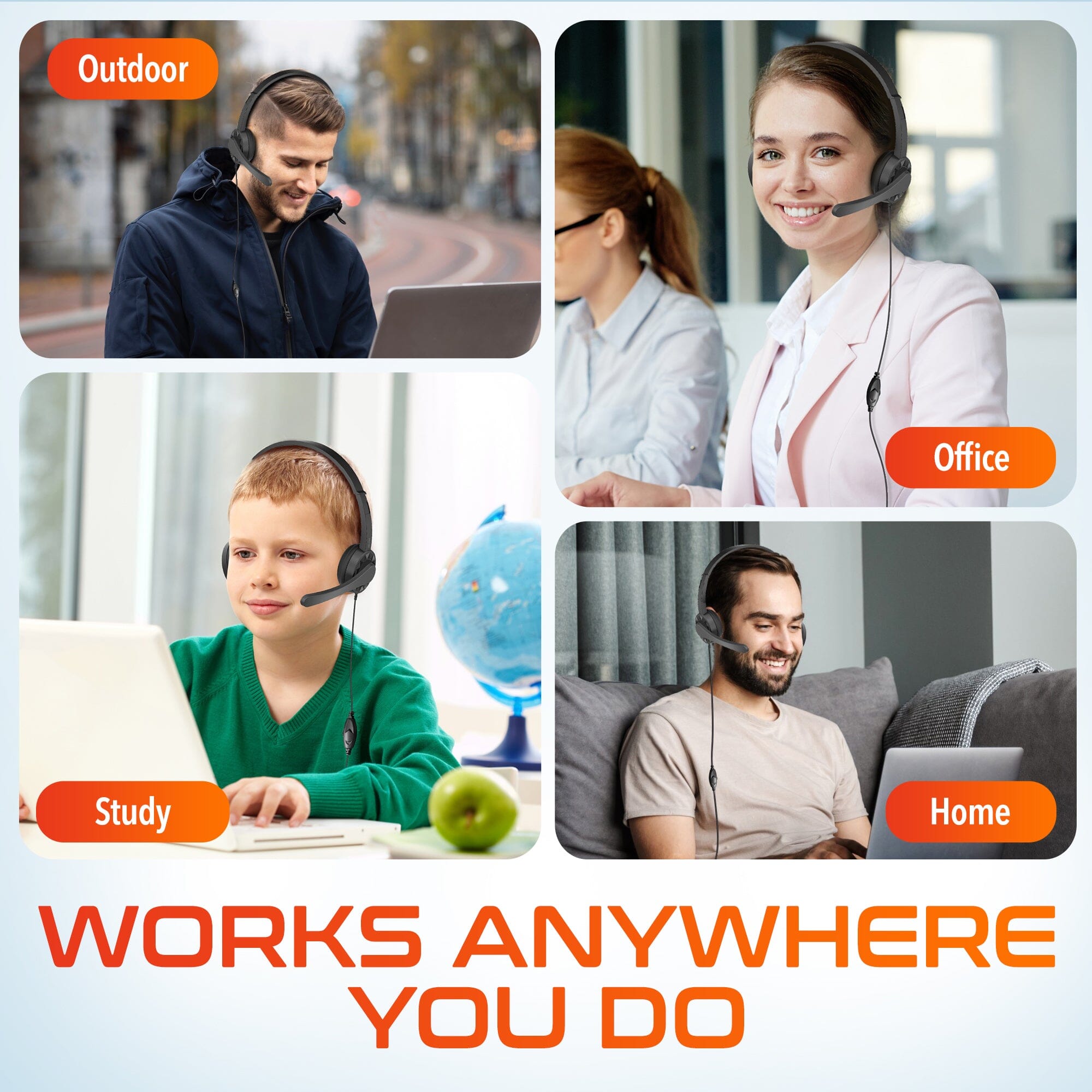 Delton 12Y USB Computer Headset with Microphone Noise Isolating Headphones In-Line Volume Control Wired Headset - Tophatter Daily Deals