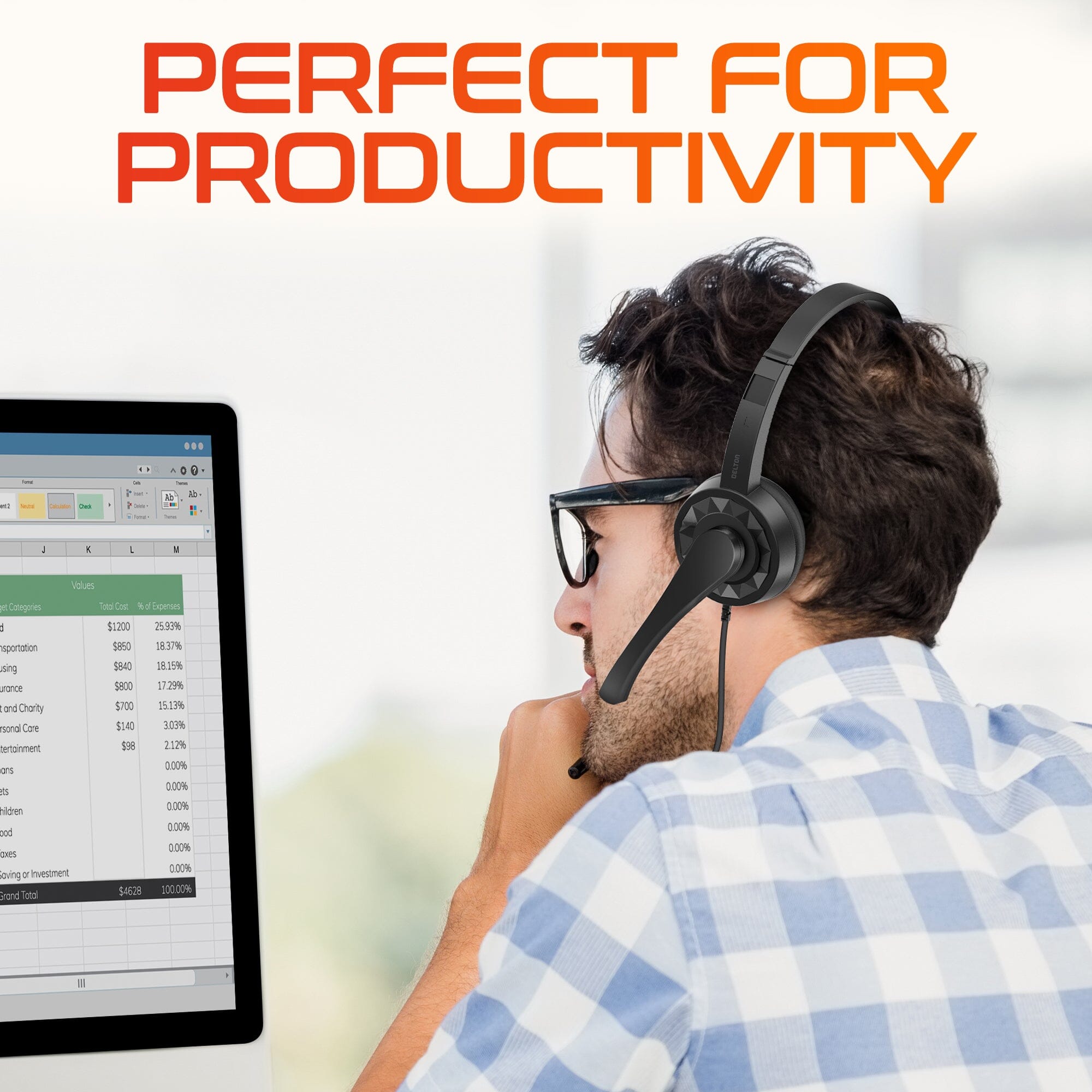 Delton 12YAC USB Computer Noise Isolating Headphones with Microphone Wired Headset - Tophatter Daily Deals