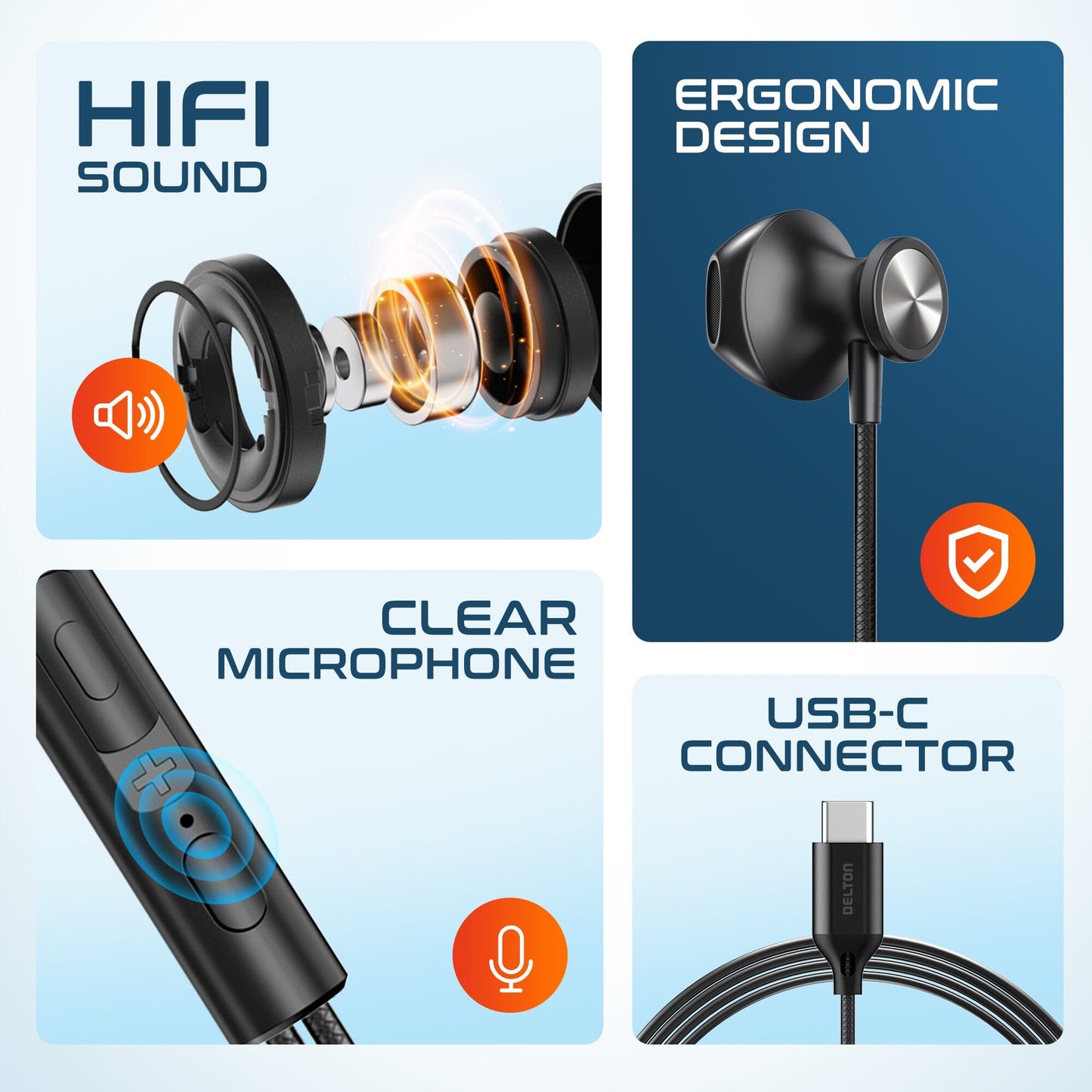 Delton 15EC Computer Earbuds with Microphone In-Ear Headphones - Tophatter Daily Deals