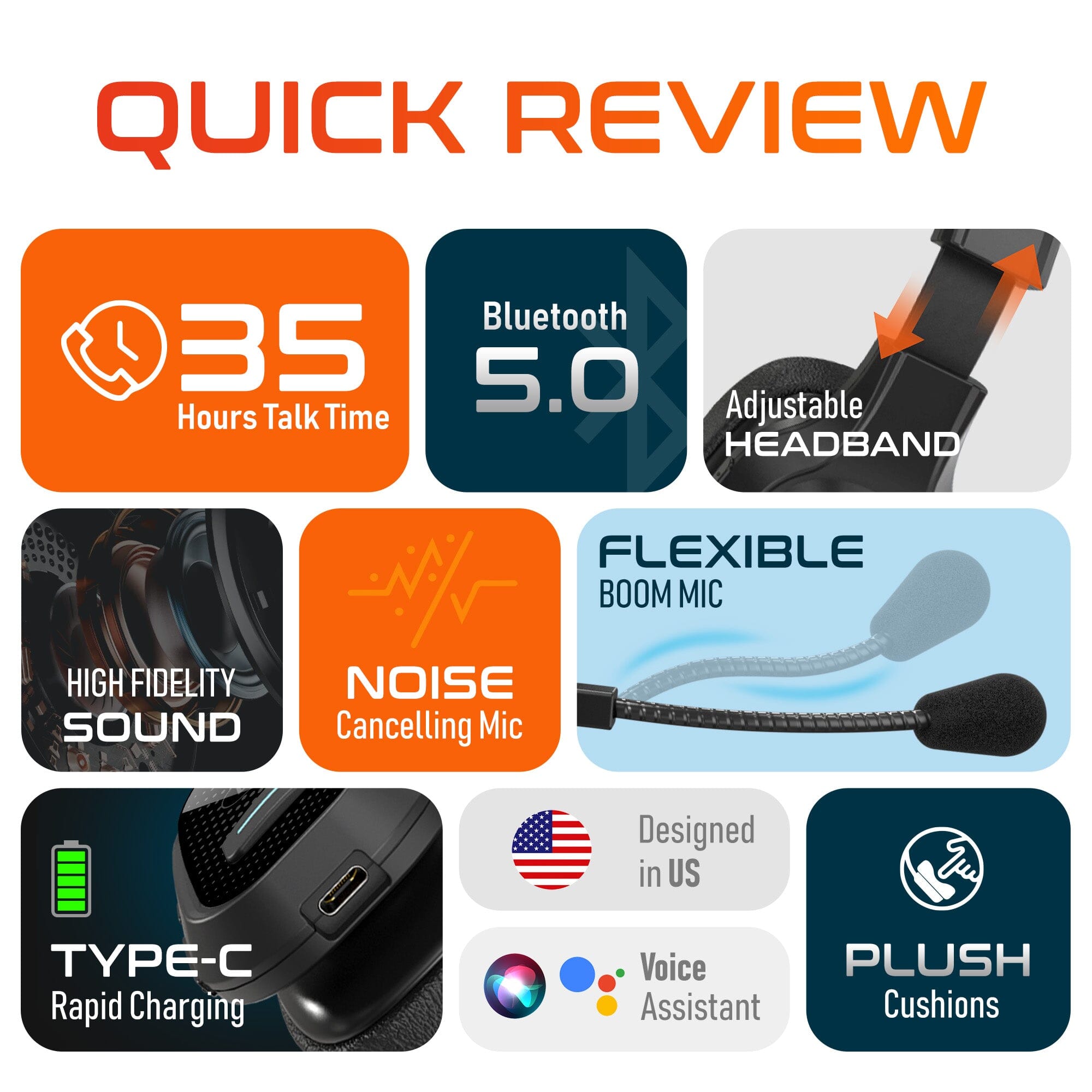 Delton 20X Bluetooth Headset & 3 in 1 Wireless Charging Station with Headset Holder Wireless Headset - Tophatter Daily Deals