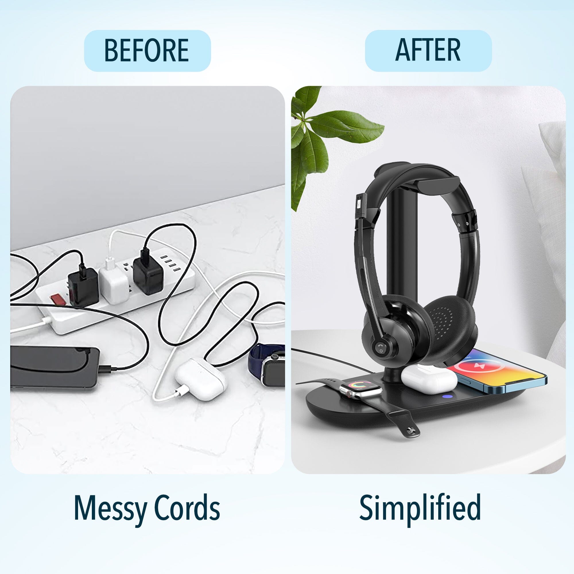 Delton 30X Bluetooth Headset and 3-in-1 Wireless Charging Station with Headset Holder Wireless Headset - Tophatter Daily Deals