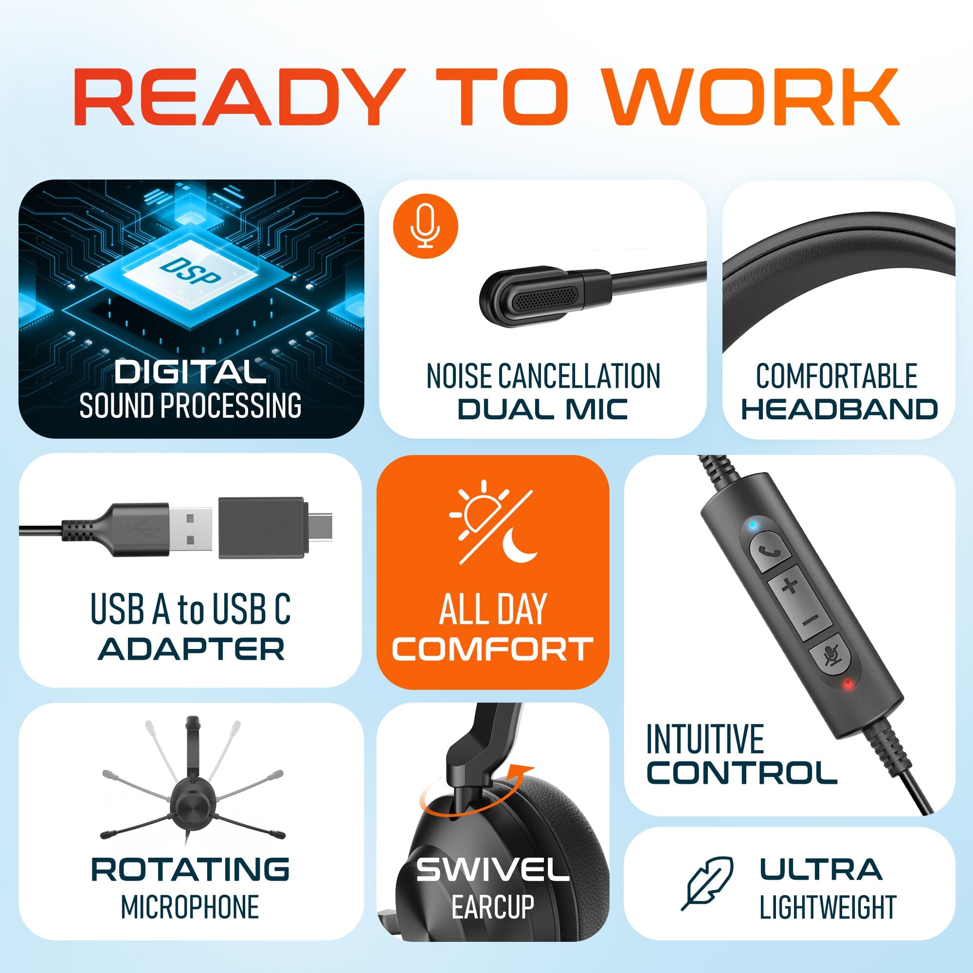 Delton 32Y USB Headset Noise Canceling Stereo Headphone Wired Headset - Tophatter Daily Deals