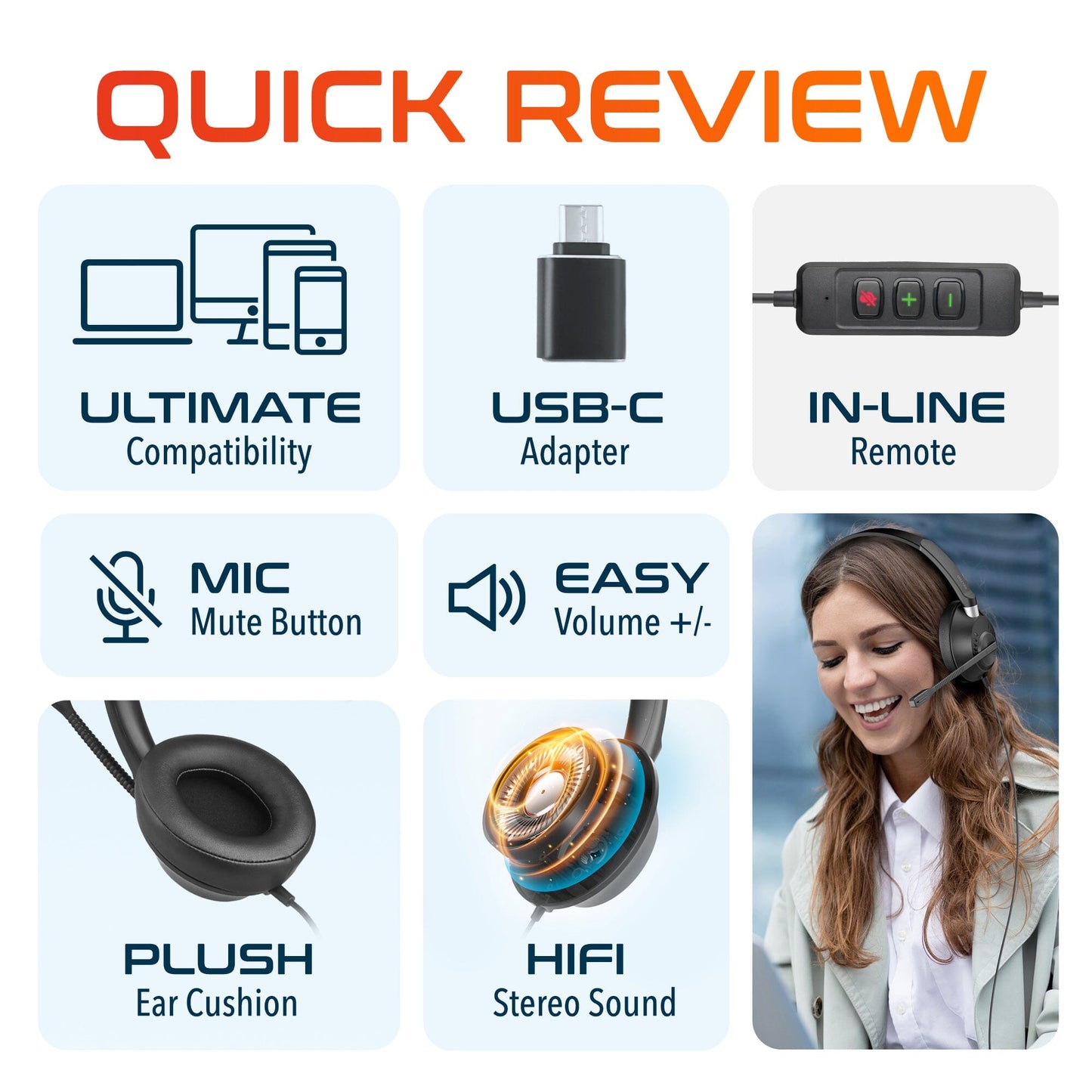 Delton 40Y Noise Canceling Headset with Mic Wired Headset - Tophatter Daily Deals