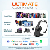 Delton 50X Noise Canceling Bluetooth or Auto Pair USB Dongle Headset with Charging Dock Wired Headset - Tophatter Daily Deals