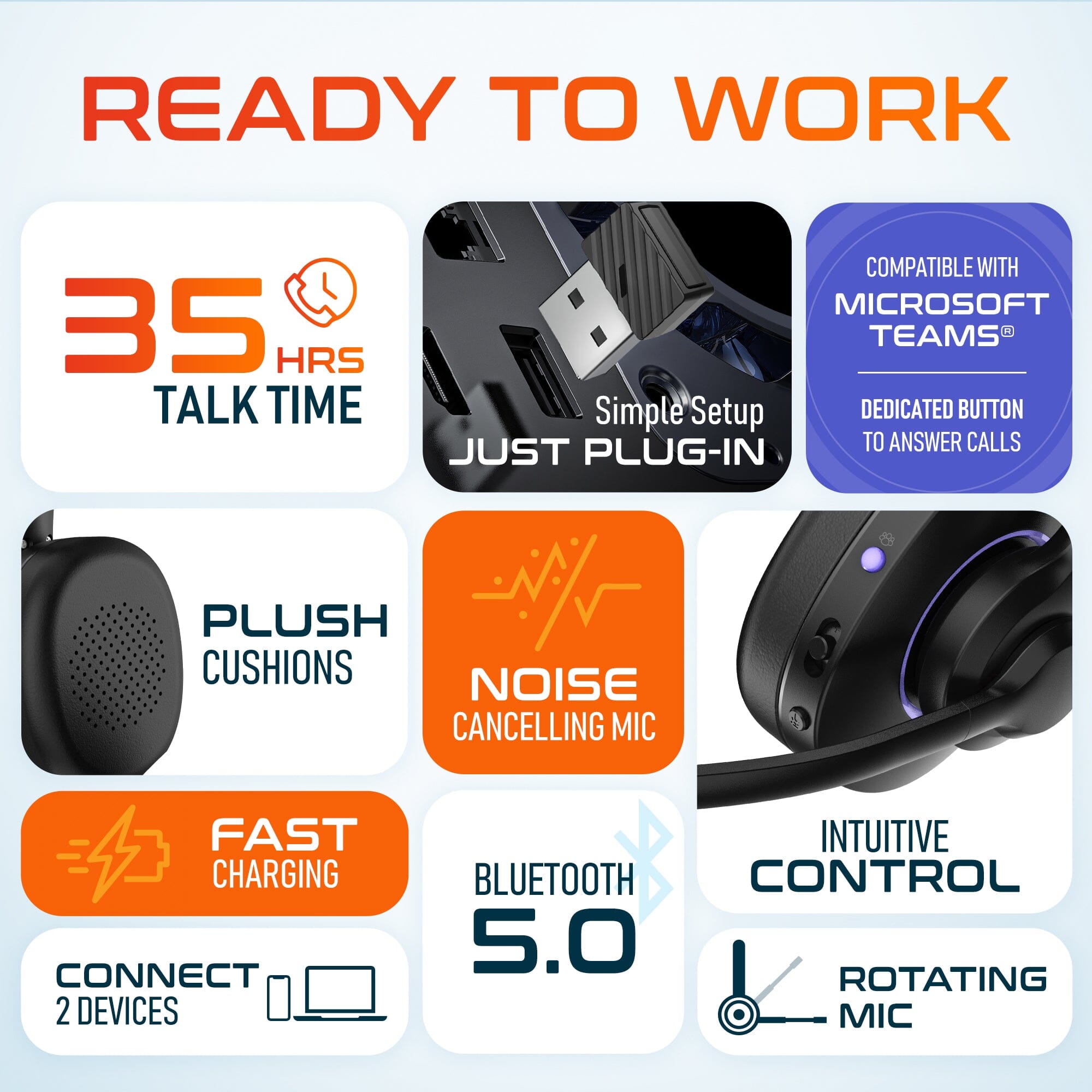 Delton 60X Wireless Headset with Noise Cancelling Microphone and USB Dongle Wireless Headset - Tophatter Daily Deals