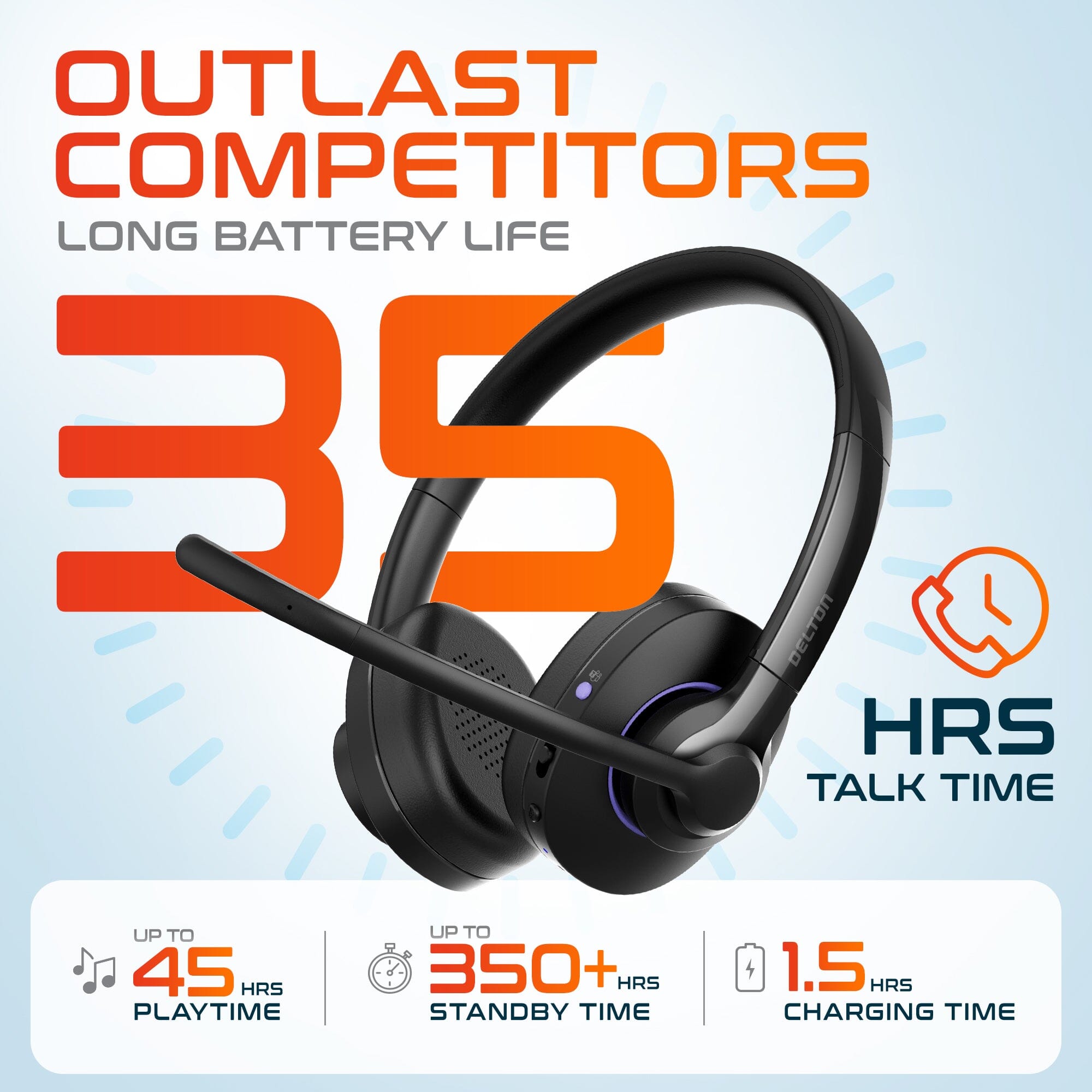 Delton 60X Wireless Headset with Noise Cancelling Microphone and USB Dongle Wireless Headset - Tophatter Daily Deals