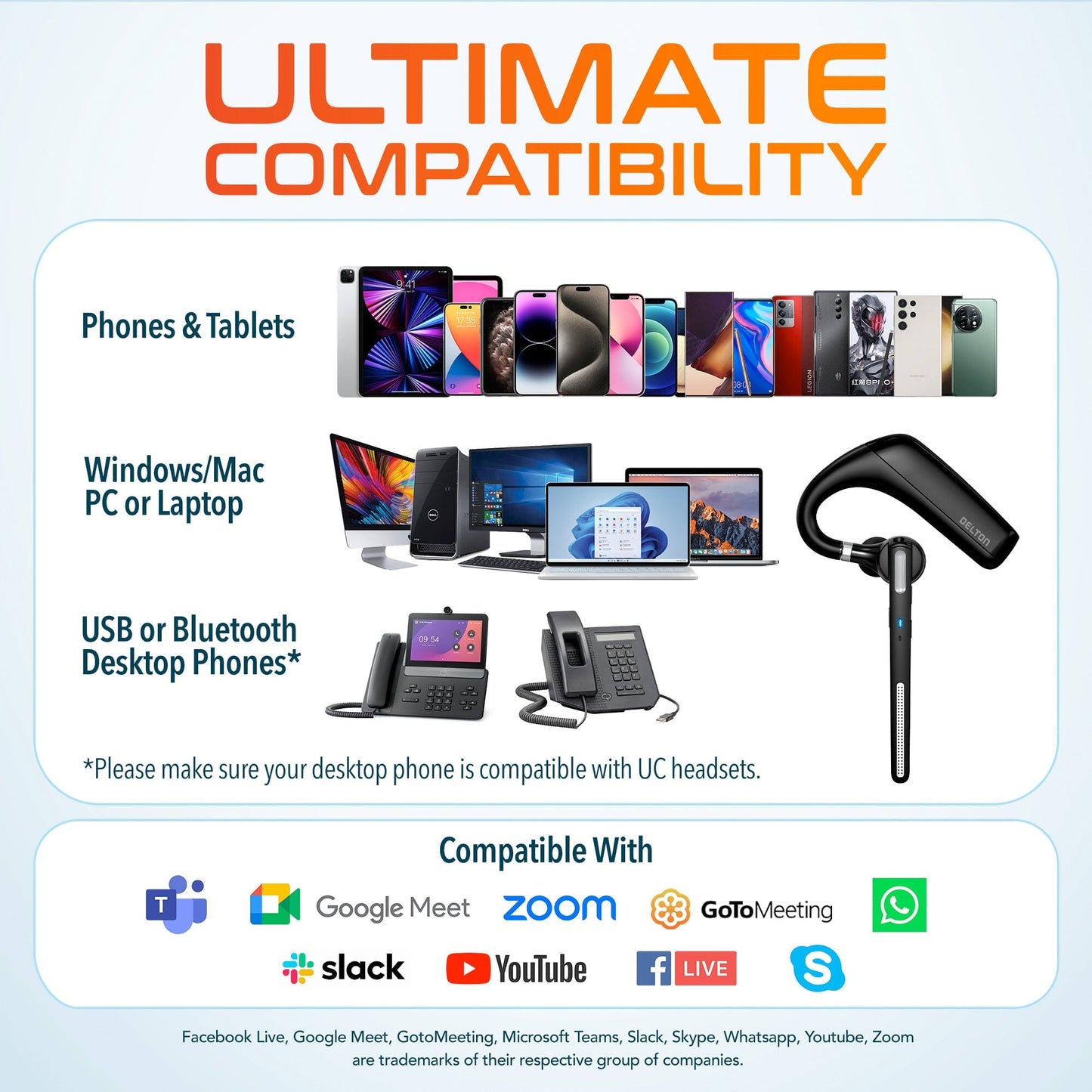 Delton 90X Wireless Bluetooth Headset with Noise Cancelling Mic and Charging Case Wireless Headset - Tophatter Daily Deals