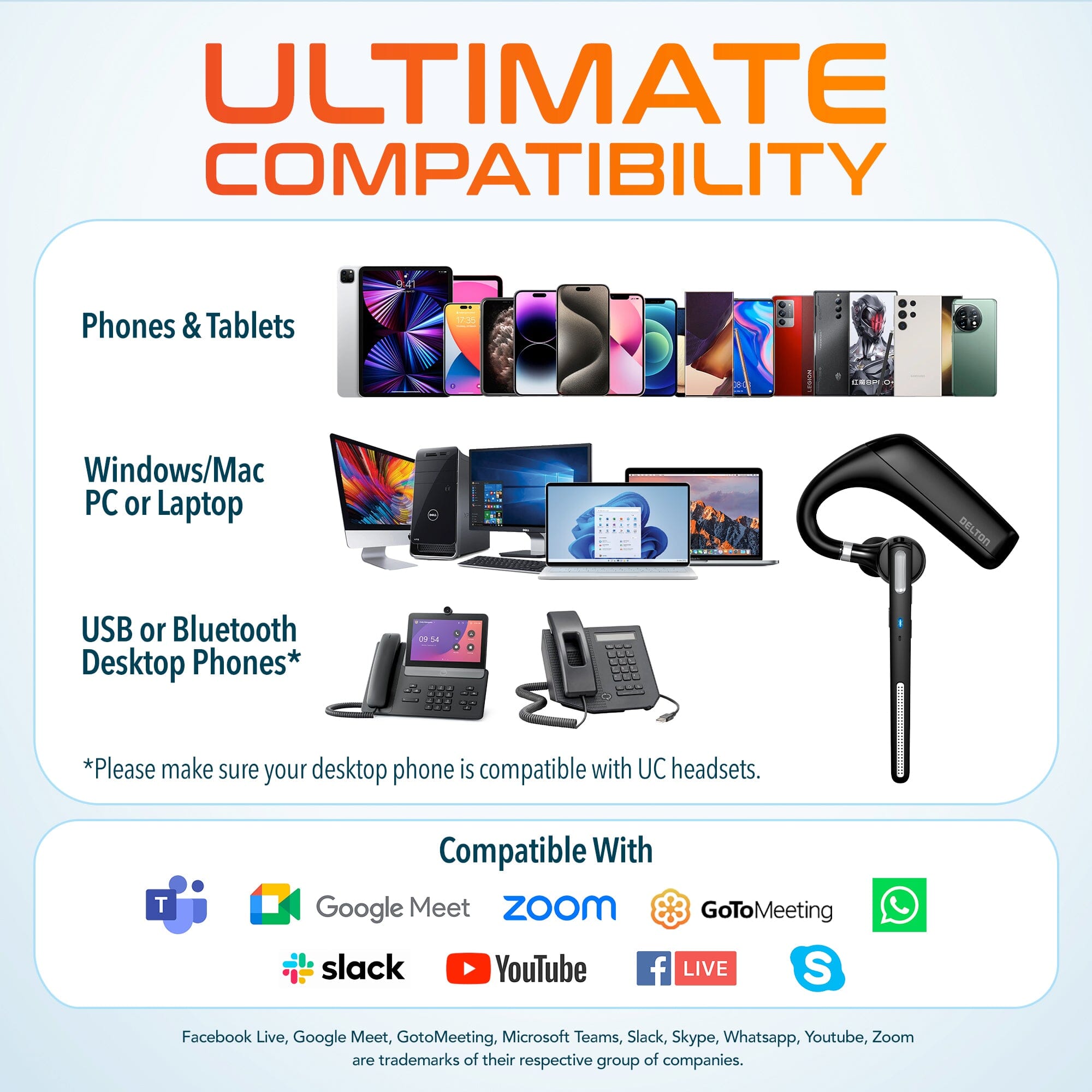 Delton 90X Wireless Bluetooth Headset with Noise Cancelling Mic and Charging Case Wireless Headset - Tophatter Daily Deals